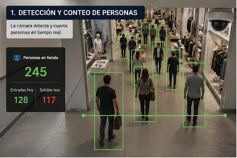 Conteo de personas en tienda con cajas de detección