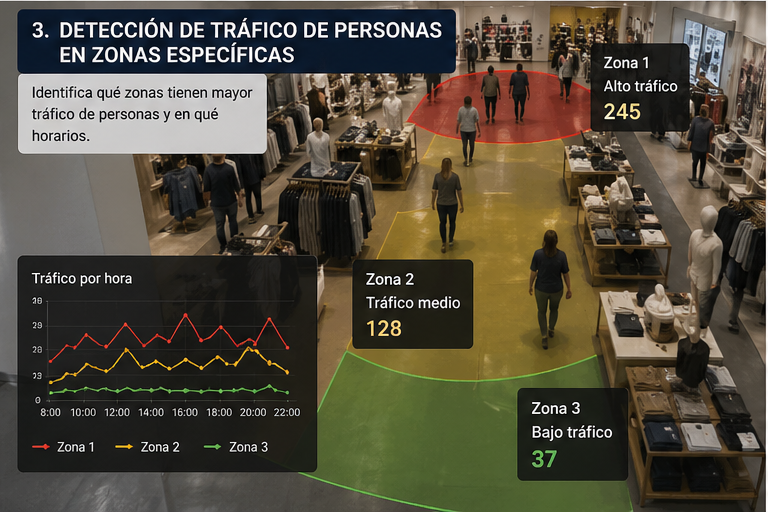 Mapa de tráfico de personas por zonas en tienda