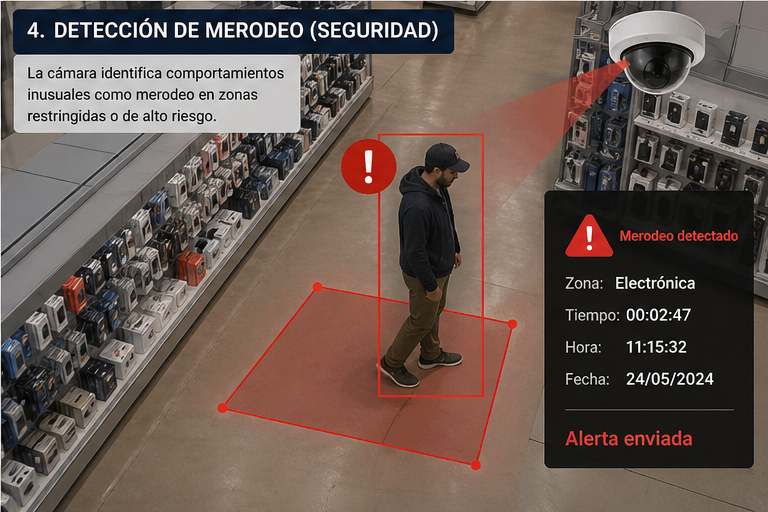 Detección de merodeo en zona restringida de tienda